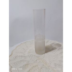 Vintage Wells Fargo Bank Stagecoach Logo Etched Glass Vase Smoked and Clear